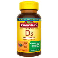 Nature Made Vitamin D3, Mixed Berry, Extra Strength, 5000 IU, Tablets, 70 Each