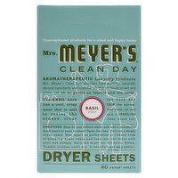Mrs. Meyer's Clean Day Dryer Sheets, Basil Scent, 80 Each