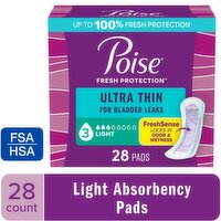Poise Fresh Protection Ultra Thin Light Pads, 18 Each