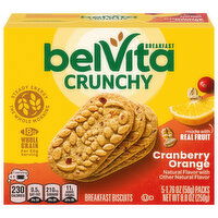 belVita Breakfast Biscuit, Crunchy, Cranberry Orange, 5 Each