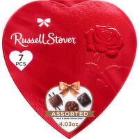 Russell Stover Valentine's Day Red Foil Heart Assorted Milk & Dark Chocolate Gift Box, 4.03 Ounce