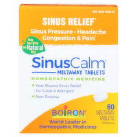 Boiron SinusCalm Sinus Relief, Meltaway Tablets, Unflavored, 60 Each