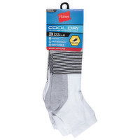 Hanes Cool Dri Socks, Ankle, White, Men's, 3 Each