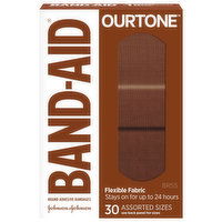 Band-Aid Ourtone Adhesive Bandages, Flexible Fabric, Assorted Sizes, BR55, 30 Each