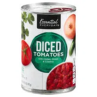 Essential Everyday Tomatoes, Diced, With Chilies, Onion & Cilantro, 14.5 Ounce