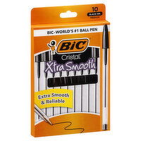 BiC Cristal Ball Pen, Black Ink, Medium, Xtra Smooth, 10 Each