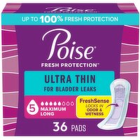 Poise Fresh Protection Pads, Ultra Thin, Maximum, Long, 36 Each