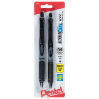 Pentel Energel Liquid Gel Pen, Retractable, Medium, RTX, 0.7 mm, Black Ink, 2 Each