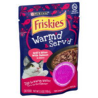 Friskies Warm'd & Serv'd Cat Food, Grill'd Bites with Salmon in Gravy, 3.5 Ounce