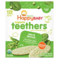 Happy Baby Organics Teething Wafers, Gentle, Pea & Spinach, Teethers, 2 Packs, 12 Each