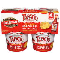 Idahoan Tapatio Mashed Potatoes, Triple Cheese, Hot Sauce Flavored, 4 Each