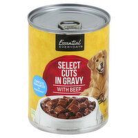 Essential Everyday Dog Food, Select Cuts in Gravy, with Beef, 13.2 Ounce