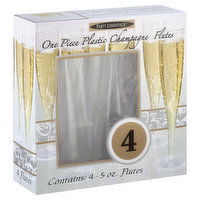 Party Essentials Champagne Flutes, Plastic, 5 Ounces, 4 Each