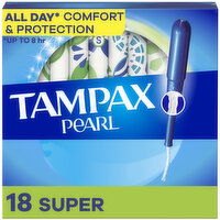 Tampax Pearl Tampons with LeakGuard Braid, Super, 18 Each