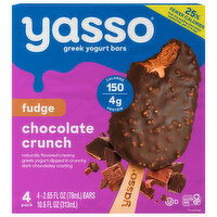 Yasso Yogurt Bars, Fudge Chocolate Crunch, Greek, 4 Each