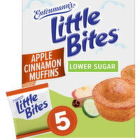 Entenmann's Little Bites Lower Sugar Apple Cinnamon Real Apple, Cinnamon and Zucchini Mini Muffins, 5 packs, (4 ct each), 8.25 lbs  Case, 5 Each