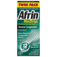 Afrin Severe Congestion, No Drip, Maximum Strength, Pump Mist, Twin Pack, 2 Each