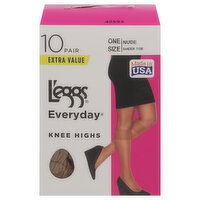 L'eggs Everyday Knee Highs, Nude, Extra Value, 10 Each