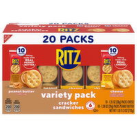 RITZ Peanut Butter and Cheese Sandwich Crackers Variety Pack, Lunch Snacks, 20 Snack Packs (6 Crackers Per Pack), 27.3 Ounce