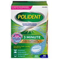 Polident Dental Appliance Cleanser, Antibacterial, 3 Minute, Tablets, 90 Each