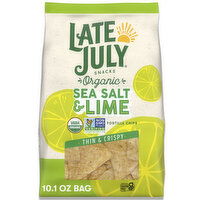 LATE JULY® Snacks Multigrain Thin and Crispy Organic Tortilla Chips with Sea Salt and Lime, 10.1 Ounce