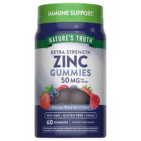 Nature's Truth Zinc, 50 mg, Mixed Berry Flavor, Extra Strength, Gummies, 60 Each