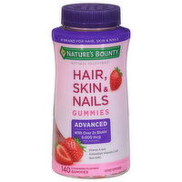 Nature's Bounty Optimal Solutions Hair, Skin & Nails, Strawberry Flavored, Gummies, 140 Each