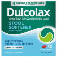 Dulcolax Stool Softener, Gradual Relief, 100 mg, Liquid Gels, 50 Each