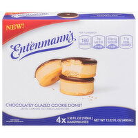 Entenmann's Ice Cream Sandwiches, Chocolatey Glazed Cookie Donut, Salted Caramel, 4 Each