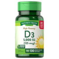 Nature's Truth D3, High Potency, 125 mcg, Softgels, 130 Each