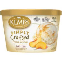 Kemps Simply Crafted Peaches & Cream Premium Ice Cream, 1.5 Quart