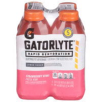 Gatorlyte Electrolyte Beverage, Lower Sugar, Rapid Rehydration, Strawberry Kiwi, 4 Each