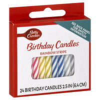 Betty Crocker Birthday Candles, Rainbow Stripe, 2.5 Inch, 24 Each