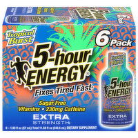 5-Hour Energy Sugar Free Extra Strength Tropical Burst Flavor Energy Shot, 6 Each