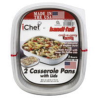 Handi Foil iChef Casserole Pans, with Lids, 2 Quarts, 2 Each