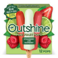 Outshine Strawberry, Lime, and Raspberry Frozen Fruit Pops, Variety Pack, 12 Count, 12 Each