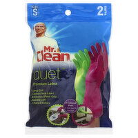 Mr. Clean Duet Gloves, Premium Latex, Small, 2 Each