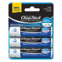 ChapStick Moisturizer Original Flavor Lip Balm, 3 Each