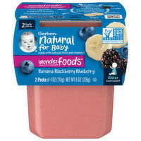 Gerber 2nd Foods Wonder Foods, Natural for Baby, Banana Blackberry Blueberry, 2 Pack, 2 Each