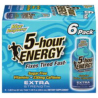5-Hour Energy Sugar Free Extra Strength Blue Raspberry Energy Shot, 6 Each