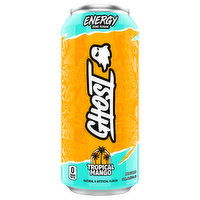 Ghost Energy Drink, Zero Sugar, Tropical Mango, 16 Fluid ounce