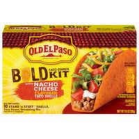 Old El Paso Taco Dinner Kit, with Nacho Cheese Flavored Taco Shells, Bold, 9.5 Ounce