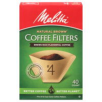 Melitta Coffee Filters, Natural Brown, No. 4, 40 Each