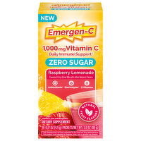 Emergen-C Immune Support, Zero Sugar, 1,000 mg, Vitamin C, Raspberry Lemonade, Daily, Packets, 18 Each