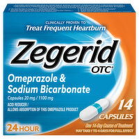 Zegerid OTC Omeprazole & Sodium Bicarbonate, 20 mg/1100 mg, Capsules, 14 Each