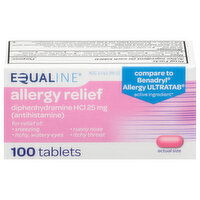 Equaline Allergy Relief, 25 mg, Tablets, 100 Each