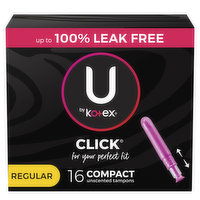 U By Kotex Click Tampons, Unscented, Regular, Compact, 16 Each