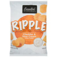 Essential Everyday Potato Chips, Cheddar & Sour Cream, Ripple, 9 Ounce