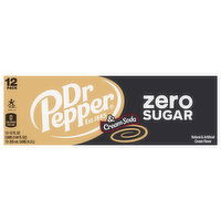 Dr Pepper Cream Soda, Zero Sugar, 12 Pack, 12 Each