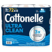 Cottonelle Ultra Clean Toilet Paper, 1-Ply, 18 Each